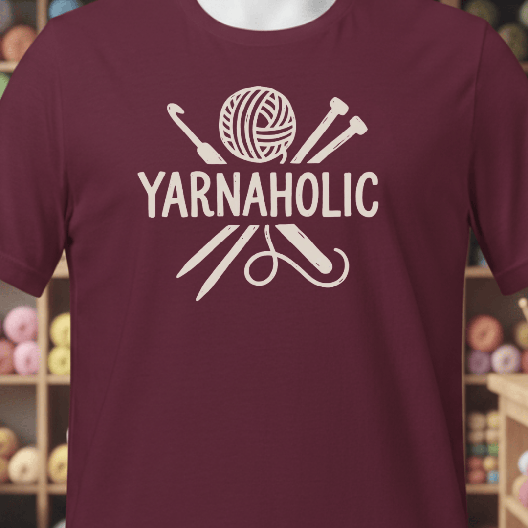 Yarnaholic T-Shirt Maroon / XS