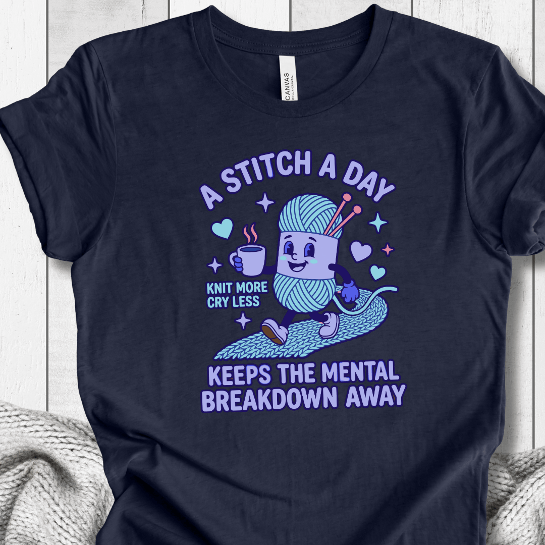 A Stitch A Day T-Shirt Navy / XS