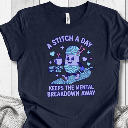 A Stitch A Day T-Shirt Navy / XS
