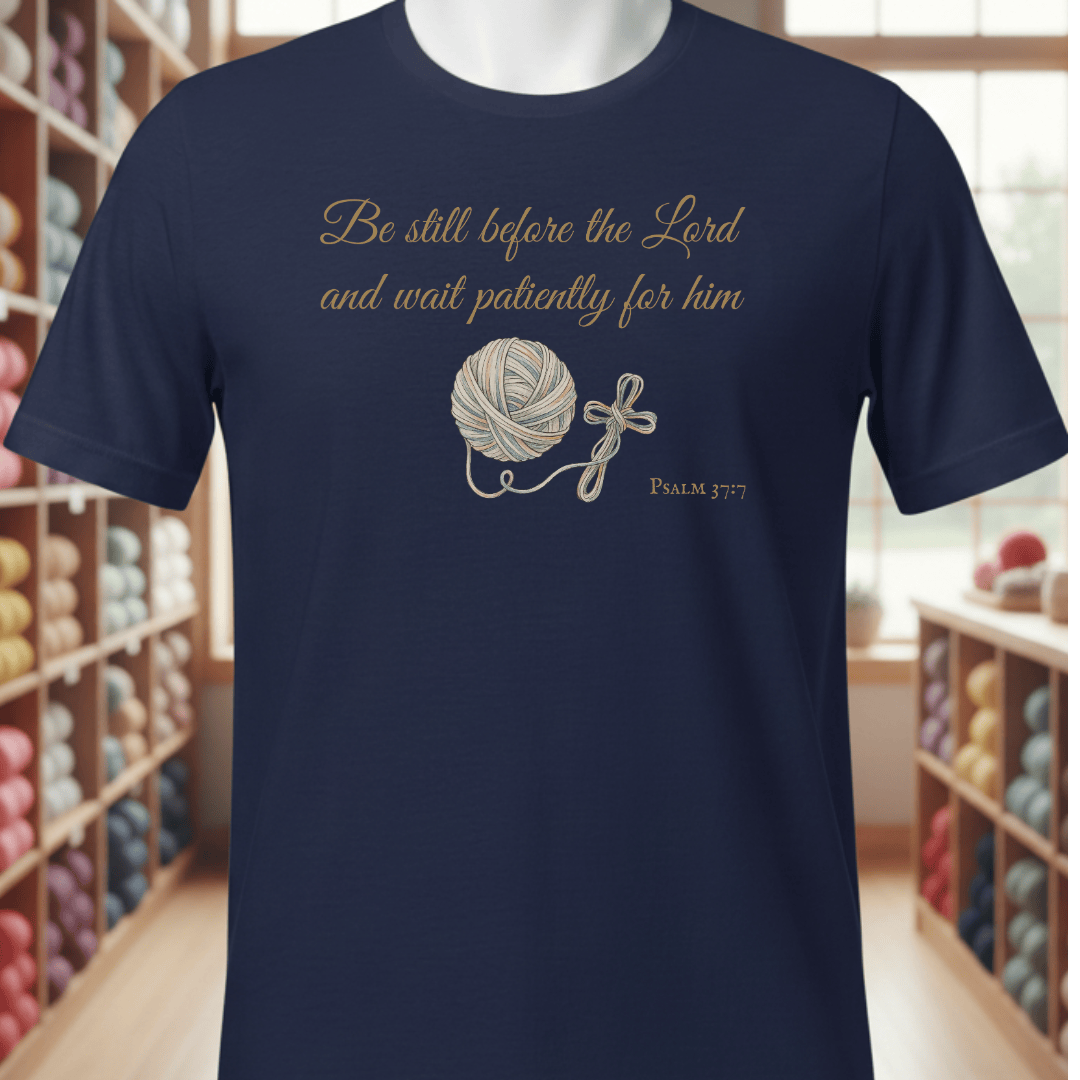 Be Still Psalm 37:7 T-Shirt Navy / XS