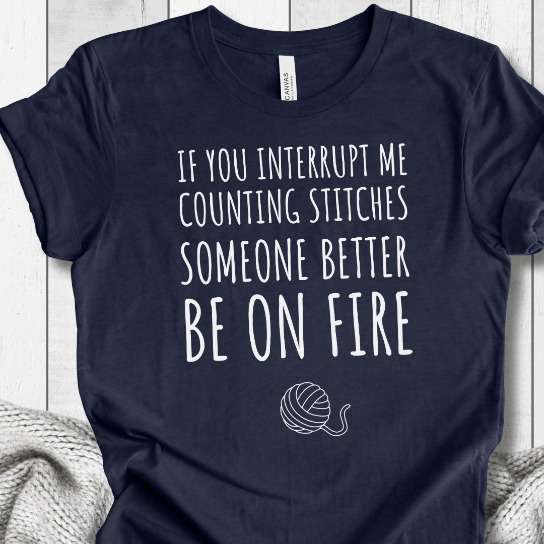 Counting Stitches T-Shirt Navy / XS