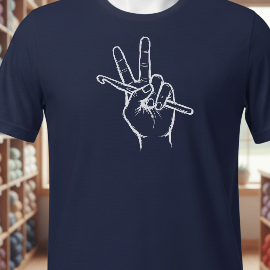 Crochet For Peace T-Shirt Navy / XS