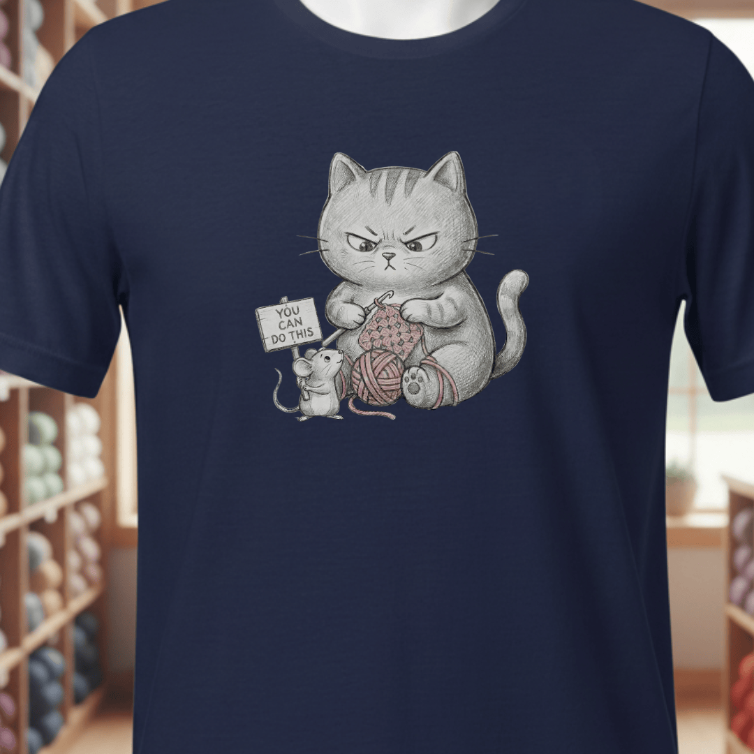 Crochet Support Mouse T-Shirt Navy / XS