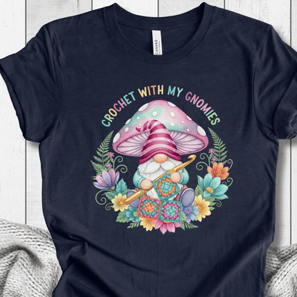 Crochet With My Gnomies T-Shirt Navy / XS
