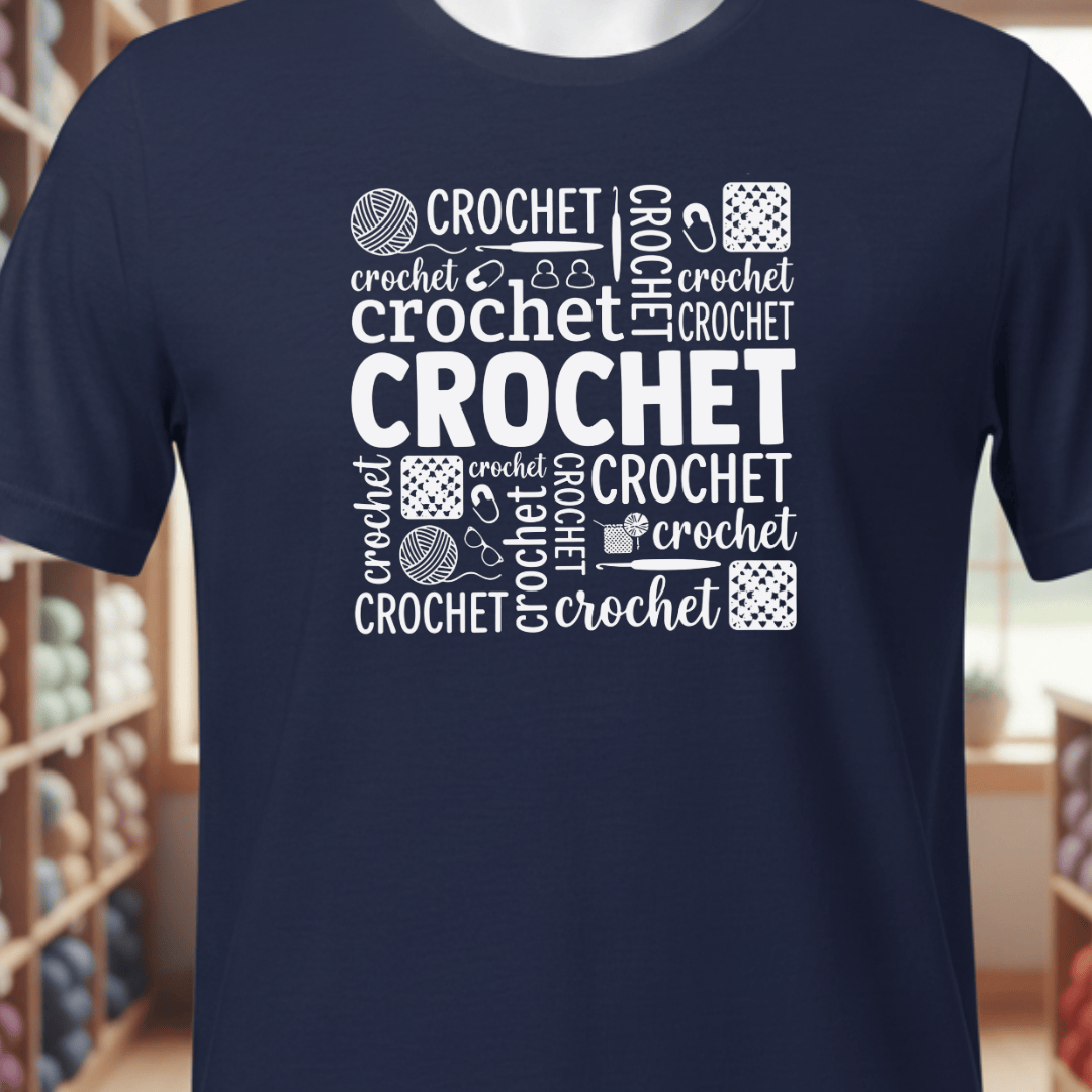 Crochet Word T-Shirt Navy / XS