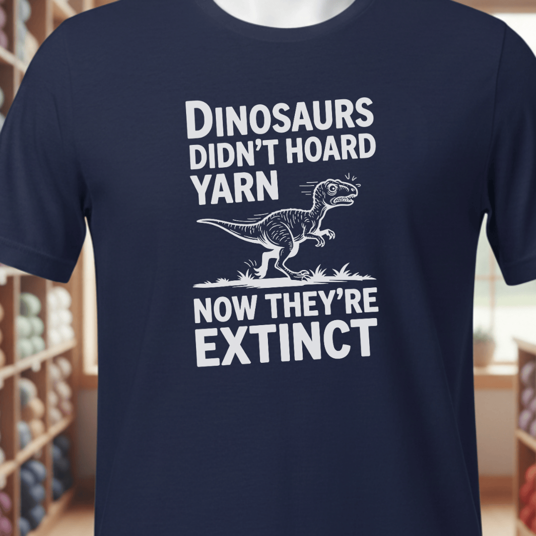 Dinosaurs Didn't Hoard Yarn T-Shirt Navy / XS
