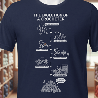 Evolution of A Crocheter T-Shirt Navy / XS