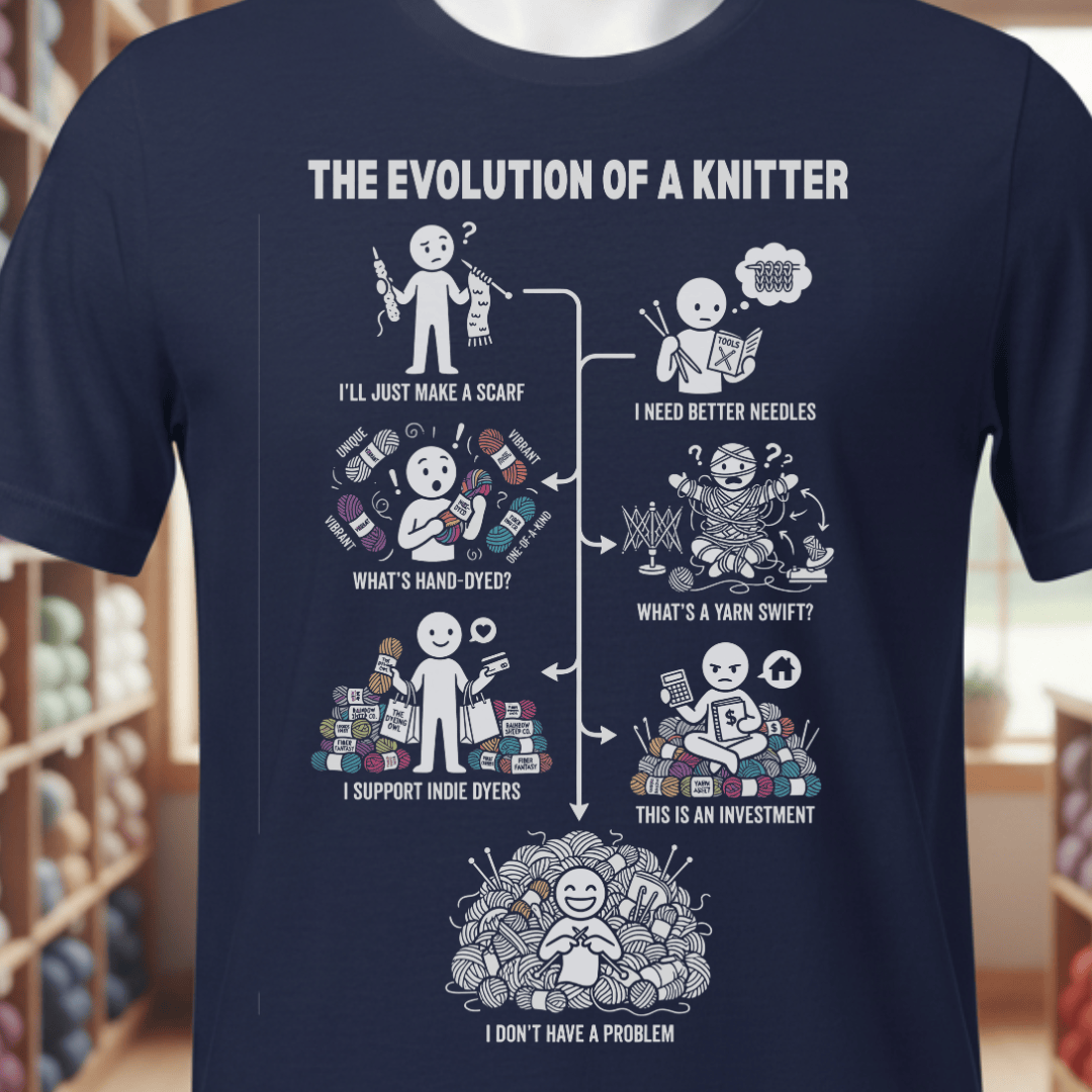 Evolution of A Knitter T-Shirt Navy / XS