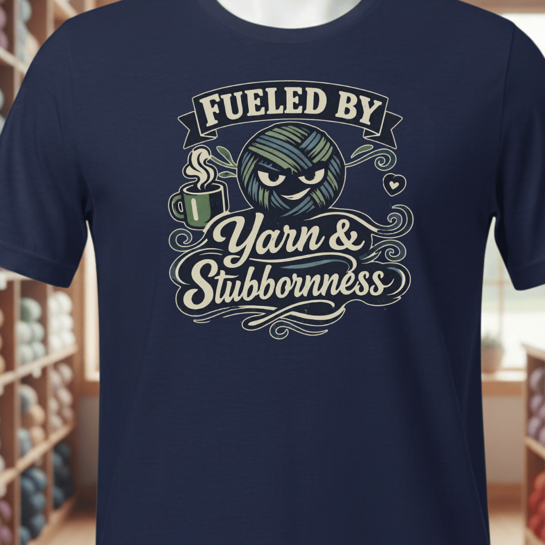 Fueled By Yarn & Stubbornness T-Shirt Navy / XS