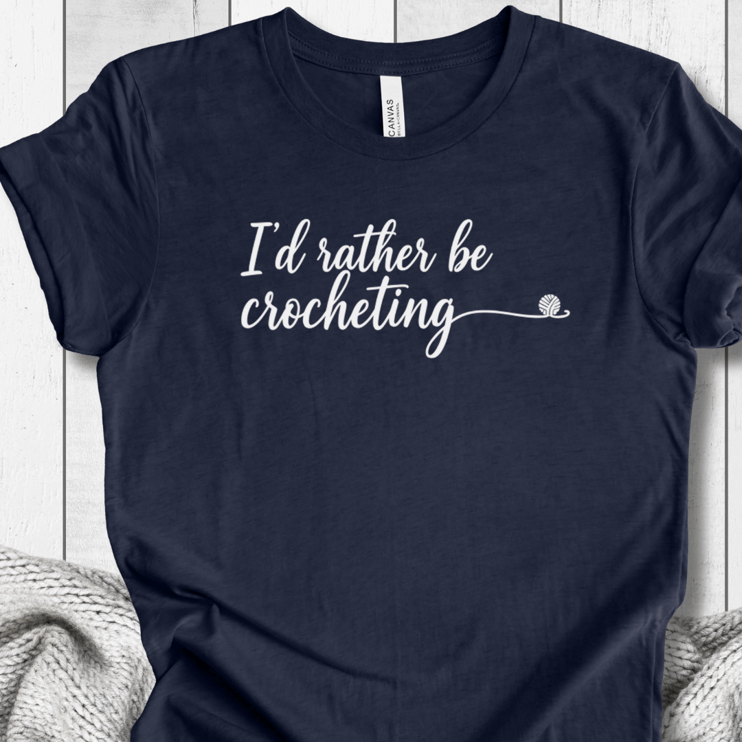 I'd Rather Be Crocheting T-Shirt Navy / XS