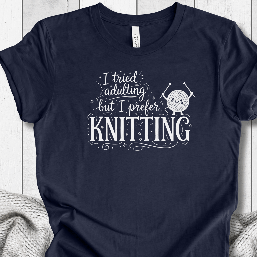 I Prefer Knitting T-Shirt Navy / XS