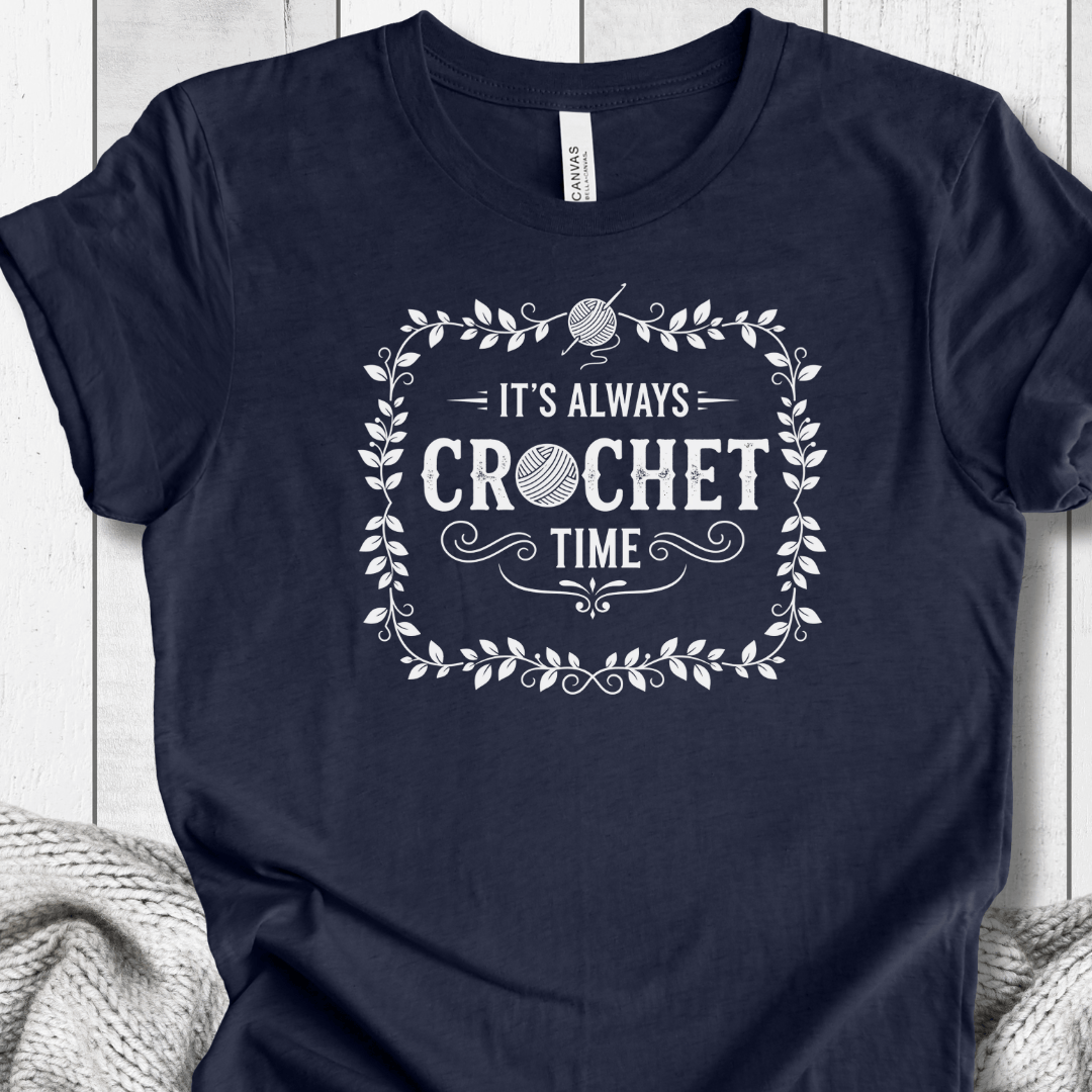 It's Always Crochet Time T-Shirt Navy / XS