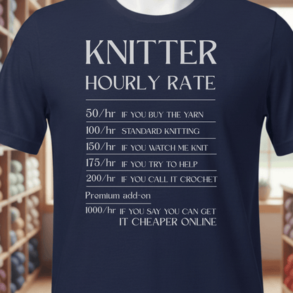 Knitter Hourly Rate T-Shirt Navy / XS
