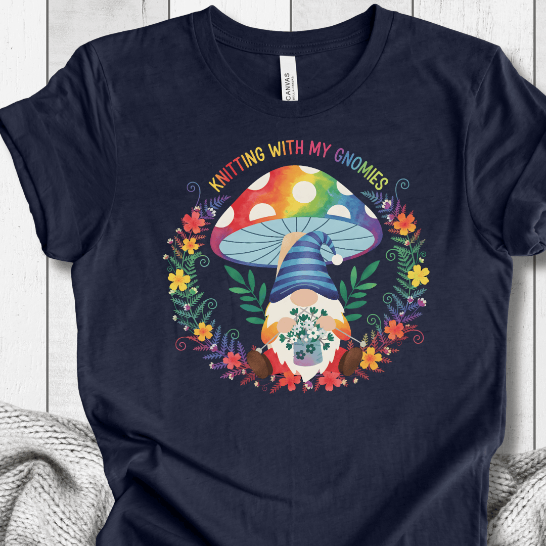 Knitting With My Gnomies T-Shirt Navy / XS