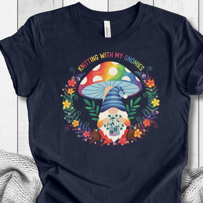 Knitting With My Gnomies T-Shirt Navy / XS