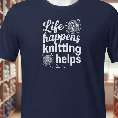 Life Happens, Knitting Helps T-Shirt Navy / XS
