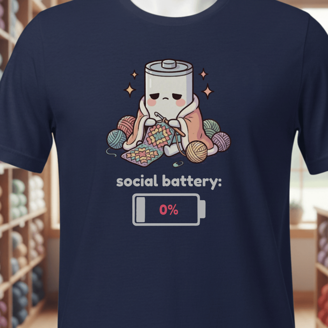 Social Battery Crochet T-Shirt Navy / XS