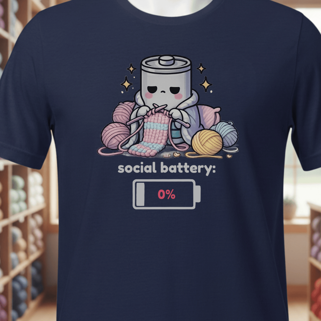 Social Battery Knitting T-Shirt Navy / XS