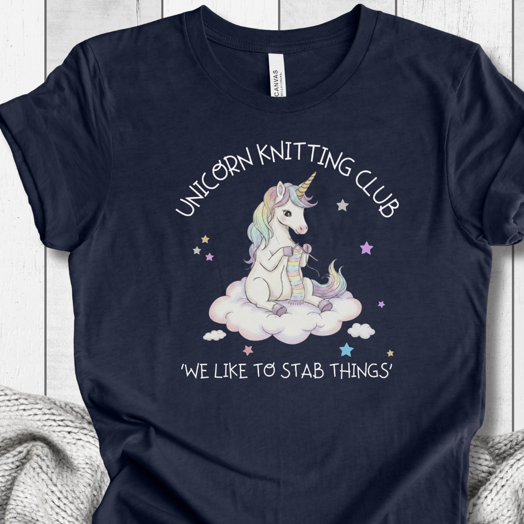Unicorn Knitting Club T-Shirt Navy / XS