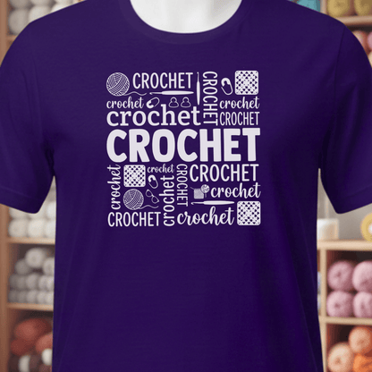 Crochet Word T-Shirt Purple / XS