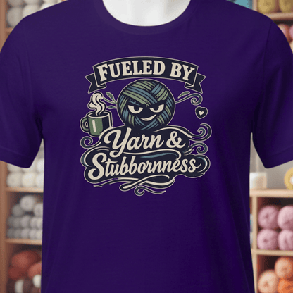 Fueled By Yarn & Stubbornness T-Shirt Purple / XS