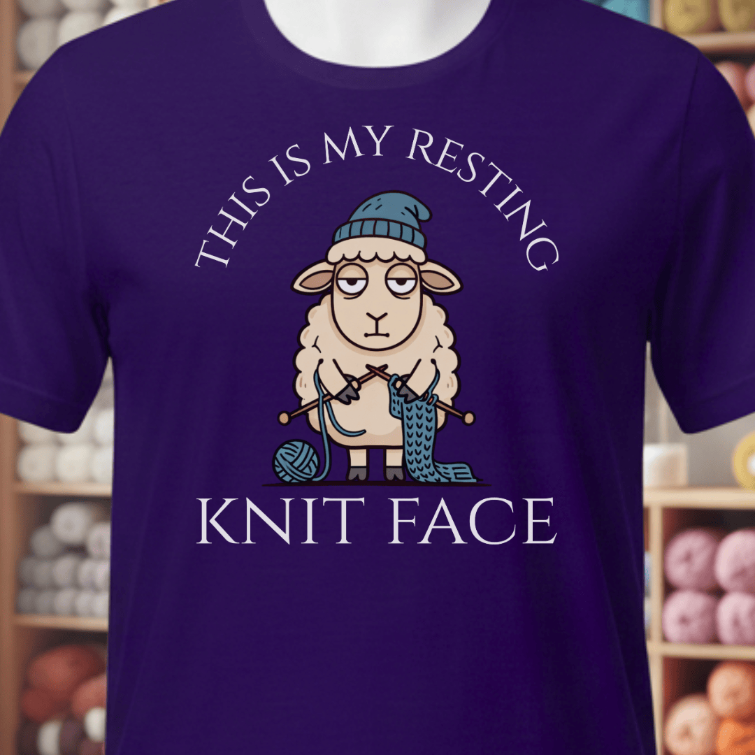 Resting Knit Face T-Shirt Purple / XS