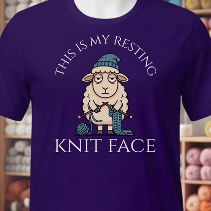 Resting Knit Face T-Shirt Purple / XS