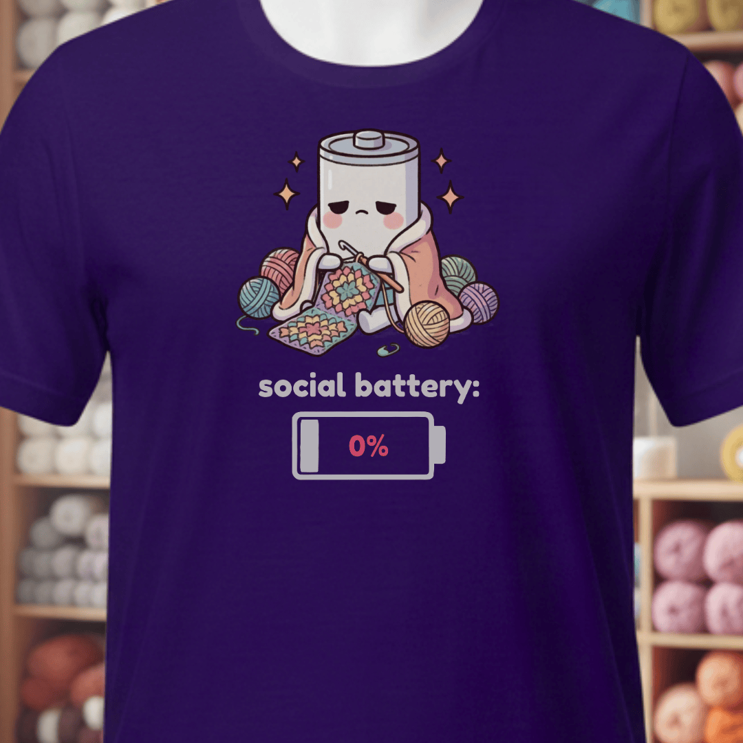 Social Battery Crochet T-Shirt Purple / XS
