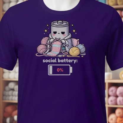 Social Battery Knitting T-Shirt Purple / XS