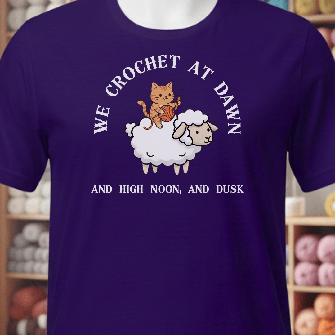 We Crochet At Dawn T-Shirt Purple / XS