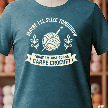 Carpe Crochet T-Shirt Teal Blue / S