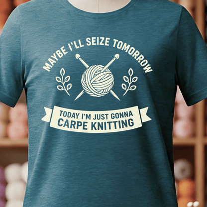 Carpe Knitting T-Shirt Teal Blue / S