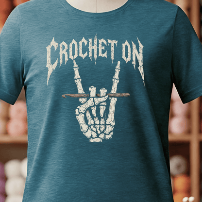 Crochet On T-Shirt Teal Blue / S