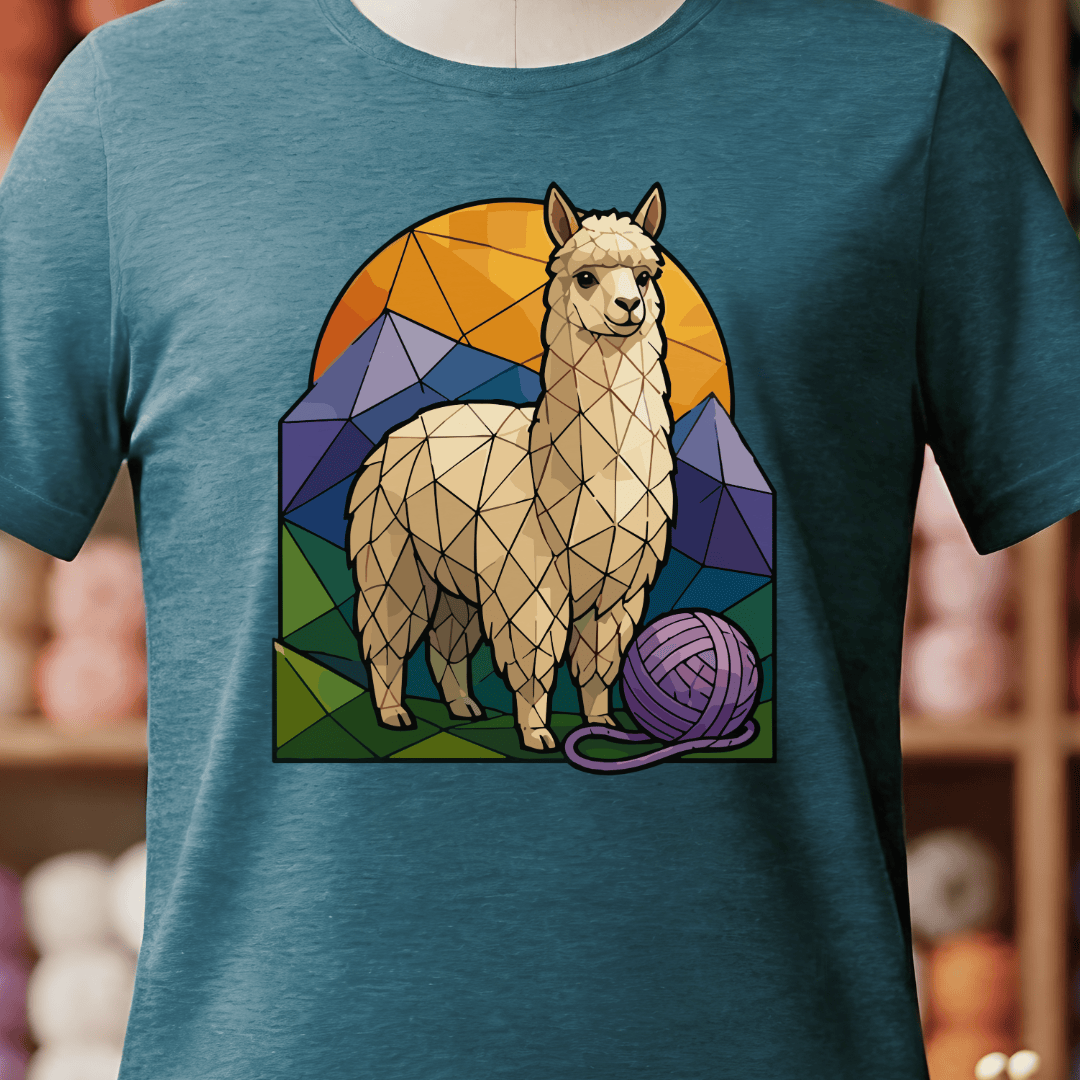 GeoAlpaca T-Shirt Teal Blue / S