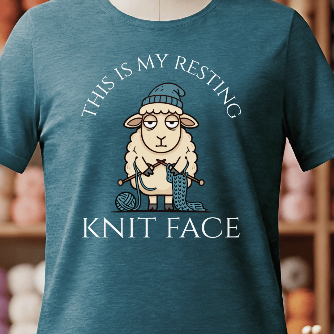Resting Knit Face T-Shirt Teal Blue / S