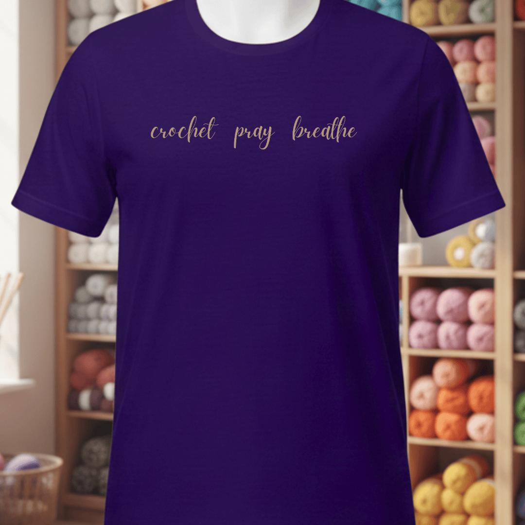Crochet Pray Breathe T-Shirt Team Purple / XS
