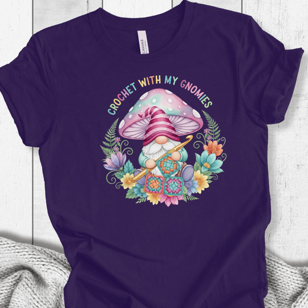 Crochet With My Gnomies T-Shirt Team Purple / XS