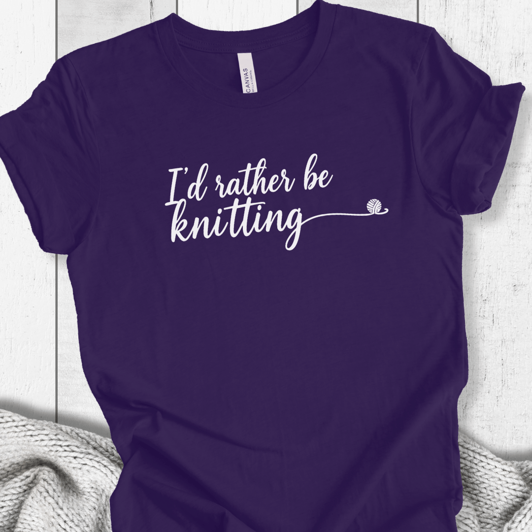 I'd Rather Be Knitting T-Shirt Team Purple / XS