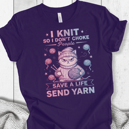I Knit So I Don't Choke People T-Shirt Team Purple / XS