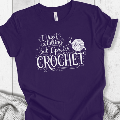 I Prefer Crochet T-Shirt Team Purple / XS