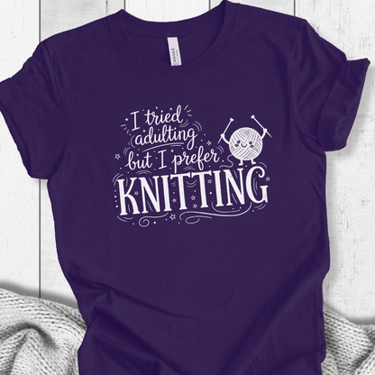 I Prefer Knitting T-Shirt Team Purple / XS
