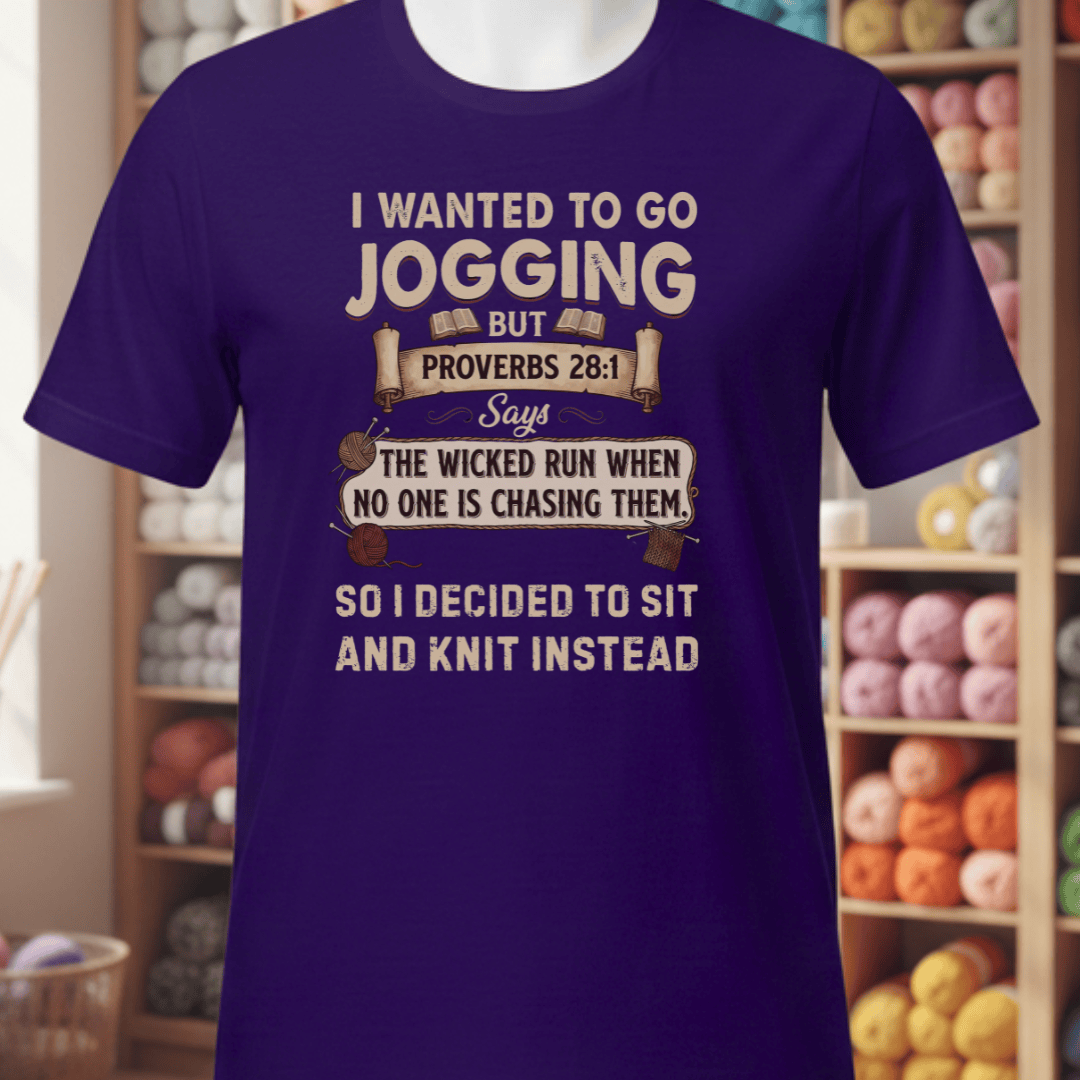 Jogging Proverb 28:1 T-Shirt Team Purple / XS