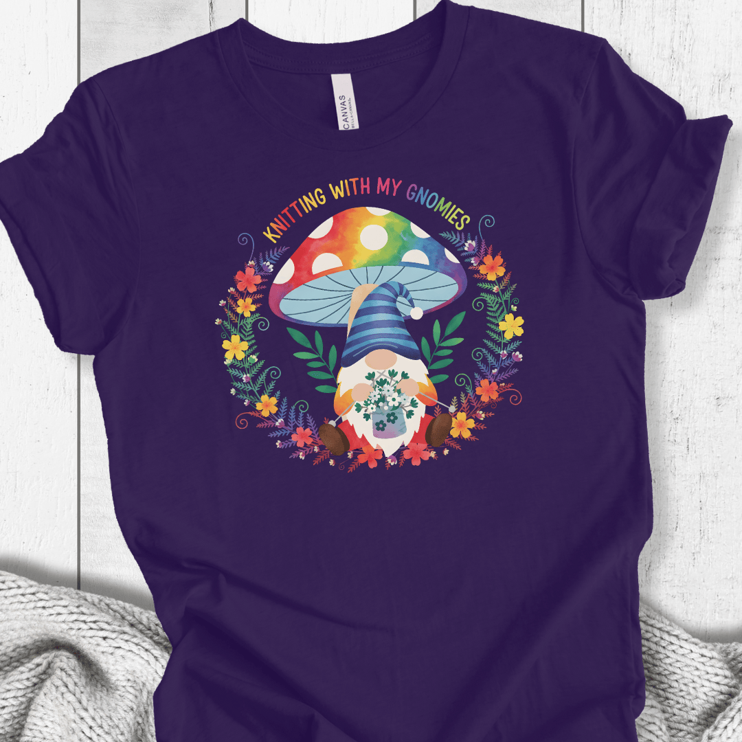 Knitting With My Gnomies T-Shirt Team Purple / XS