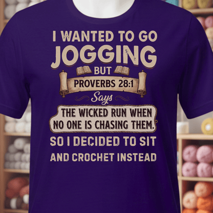 Proverb 28:1 (Crochet) T-Shirt Team Purple / XS