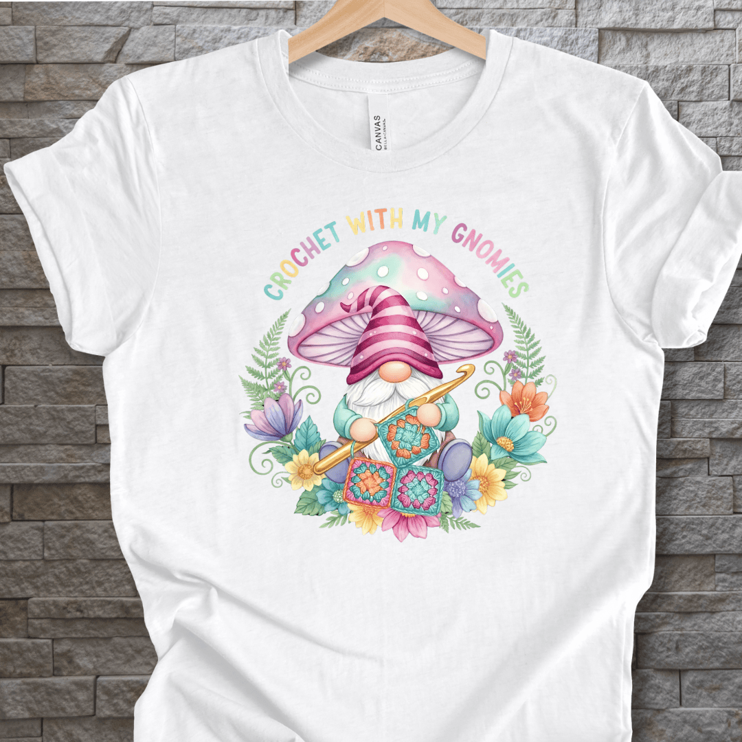 Crochet With My Gnomies T-Shirt White / XS