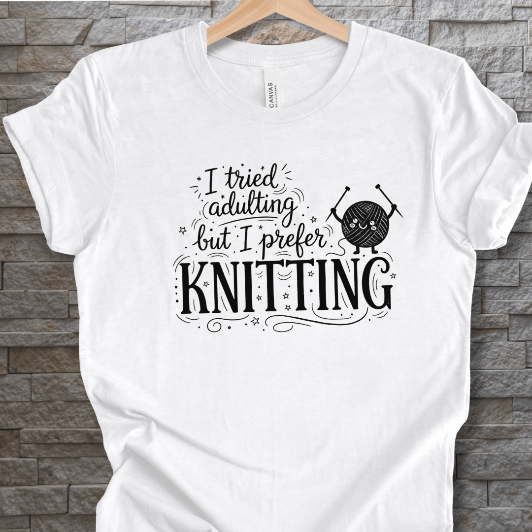 I Prefer Knitting T-Shirt White / XS