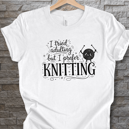 I Prefer Knitting T-Shirt White / XS