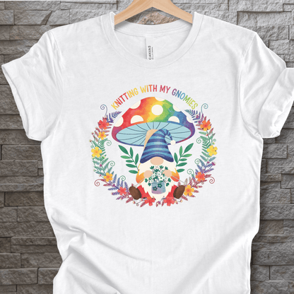 Knitting With My Gnomies T-Shirt White / XS