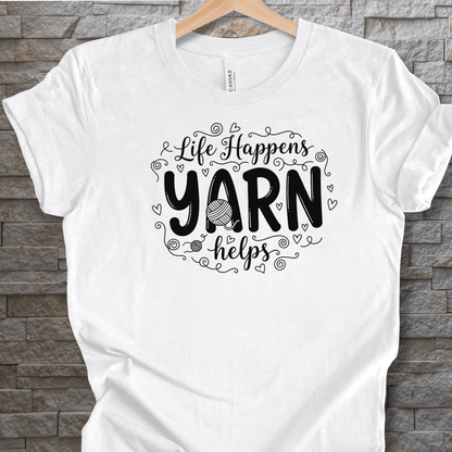 Life Happens, Yarn Helps T-Shirt White / XS