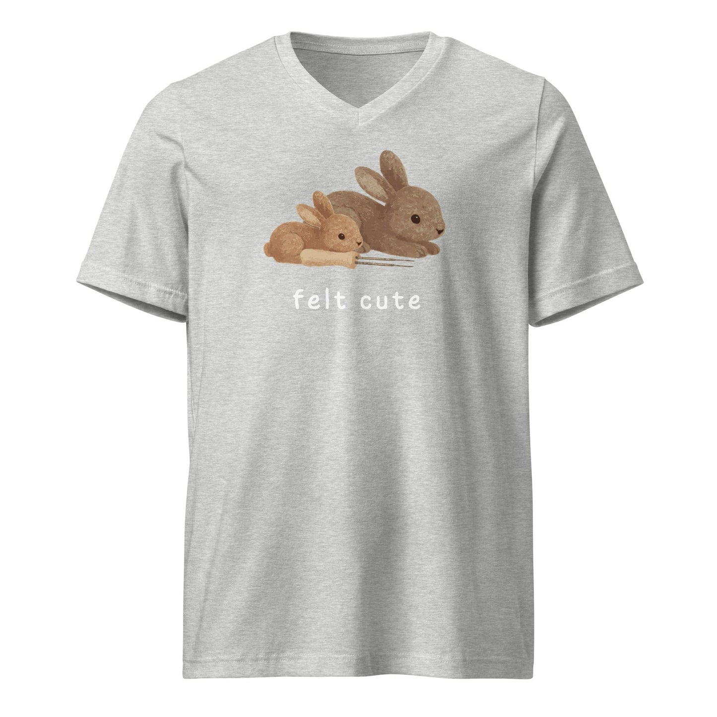 Felt Cute V-Neck T-Shirt Athletic Heather / S